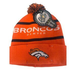 Denver Broncos‎ LED Light-Up Knit Beanie Hat Orange With Pom